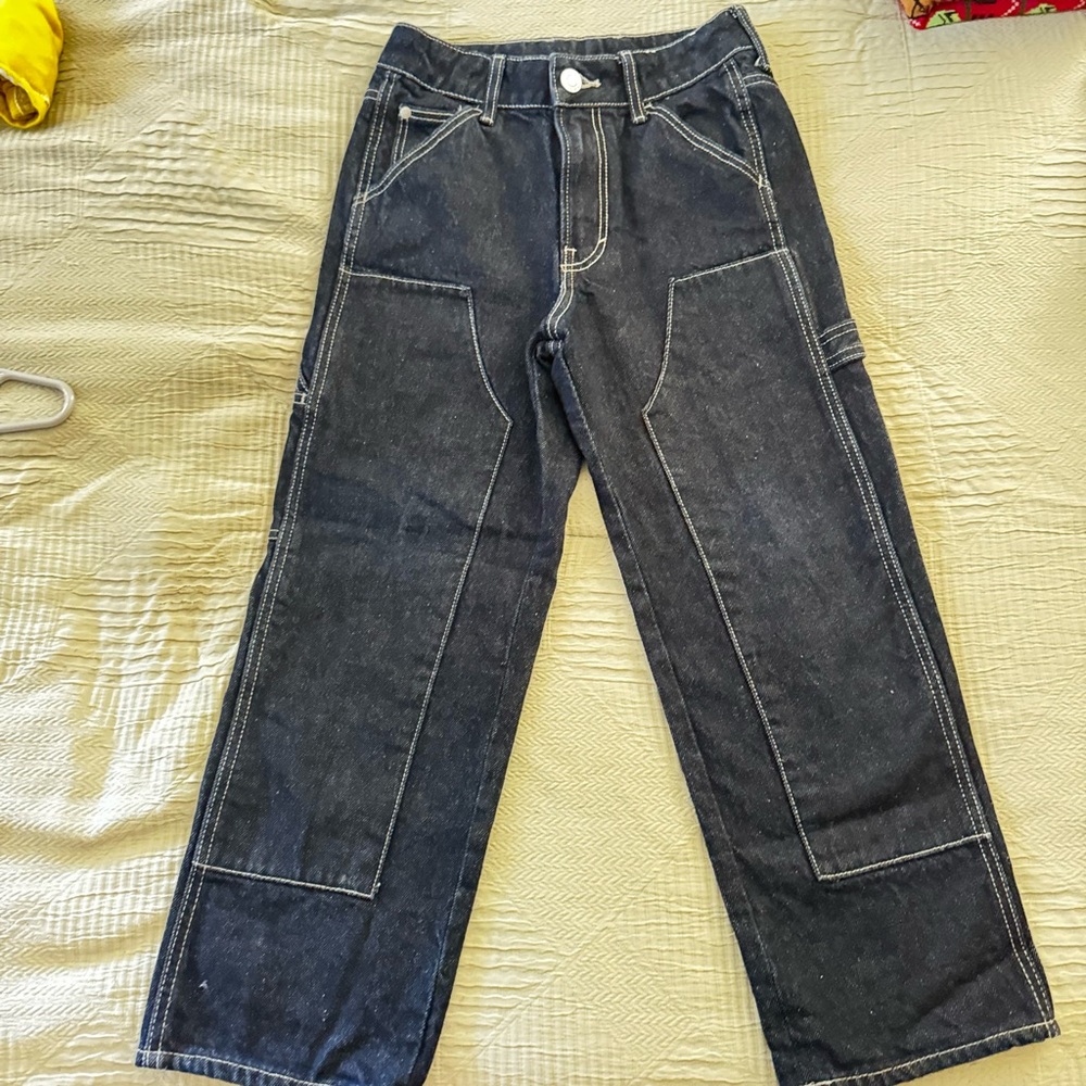 H&M Kids Black Denim Workwear Jeans with Contrast Stitching
